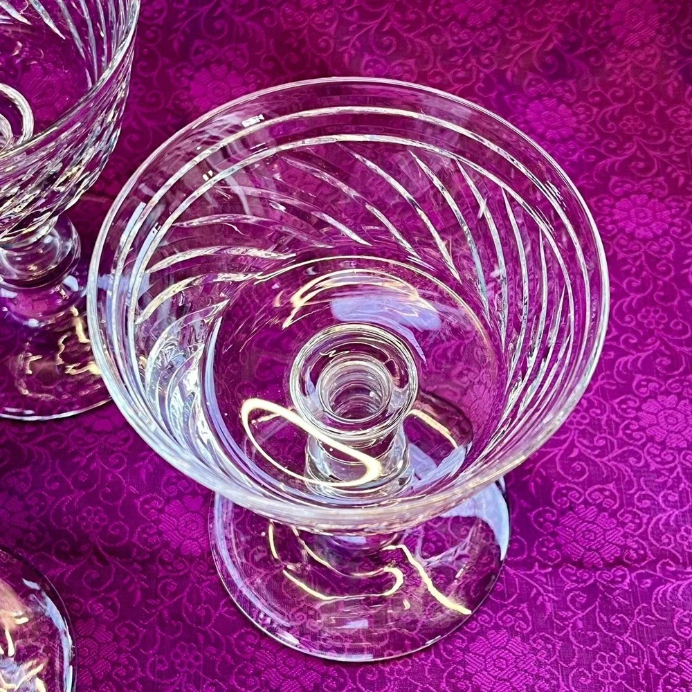 4 1930s Art Deco Libby Rock Sharpe Fine Crystal Champagne Sherbert Glasses #1002